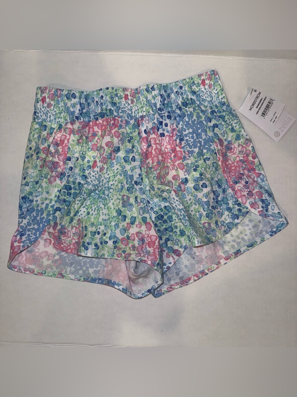 Zella Floral Print Running Shorts in Blue, Pink, Green